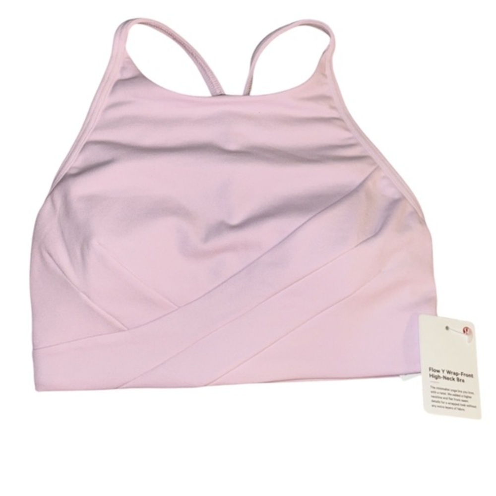 NWT Lululemon Flow Y Wrap-Front High-Neck Bra in Meadowsweet Pink size 2 - Picture 2 of 12